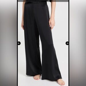 Lunya silk wide leg crop slit pajama pants black stretch waist medium